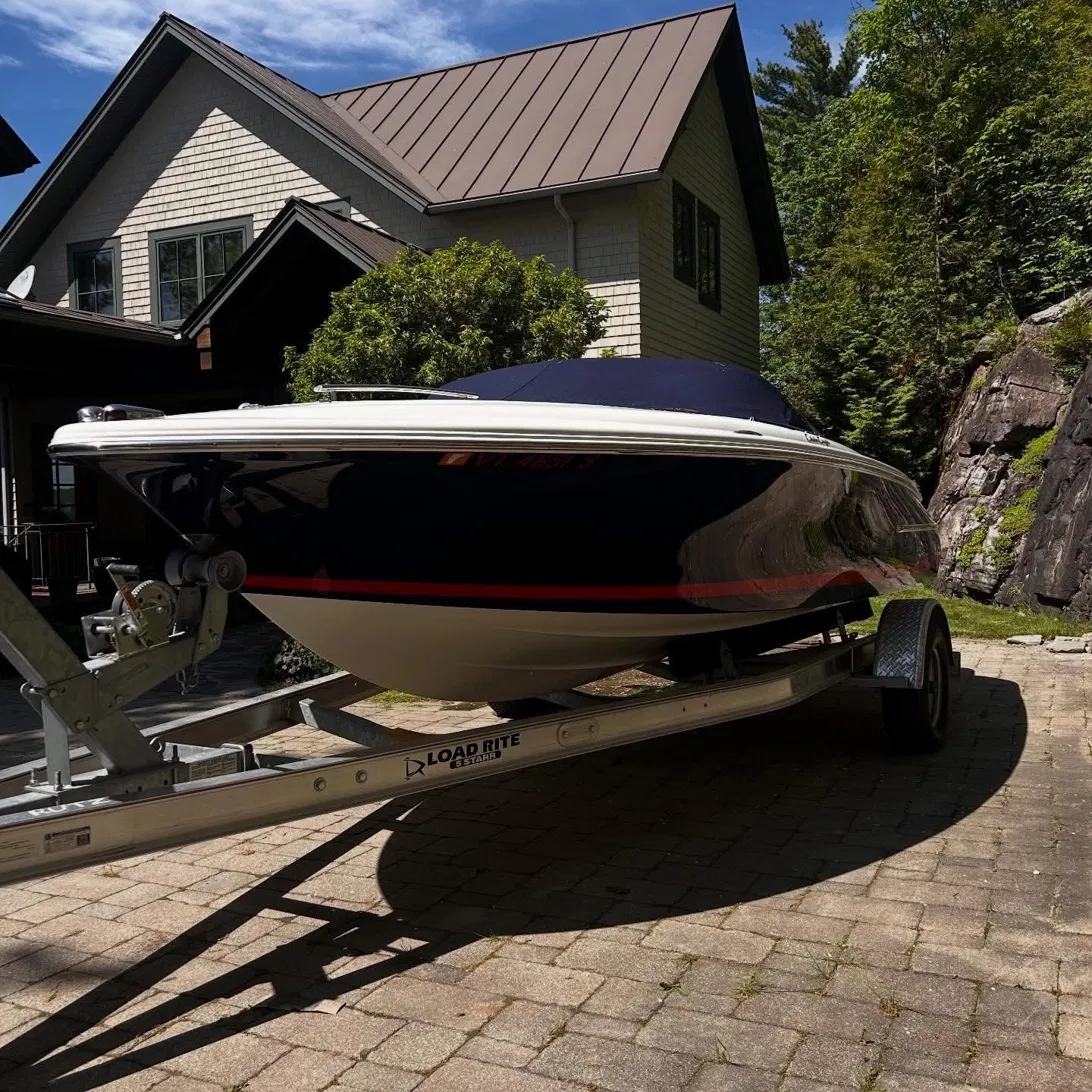 Detailed navy boat on a trailer